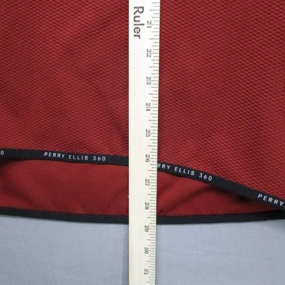 Perry Ellis 360‎ Long Sleeve Shirt Quarter Zip Burgundy Red Men Size | L - Picture 5 of 8